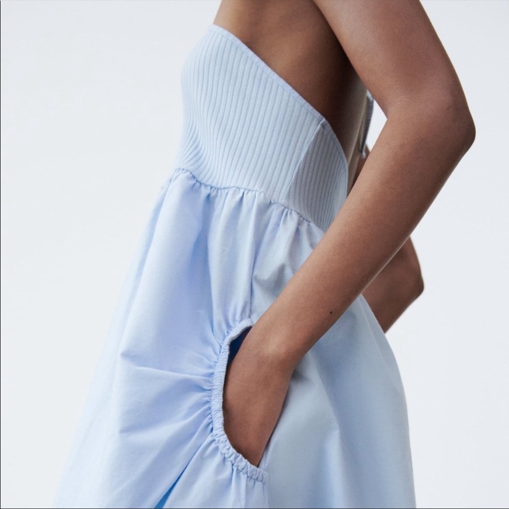 NWT Zara Halter Dress light blue M - Picture 3 of 13